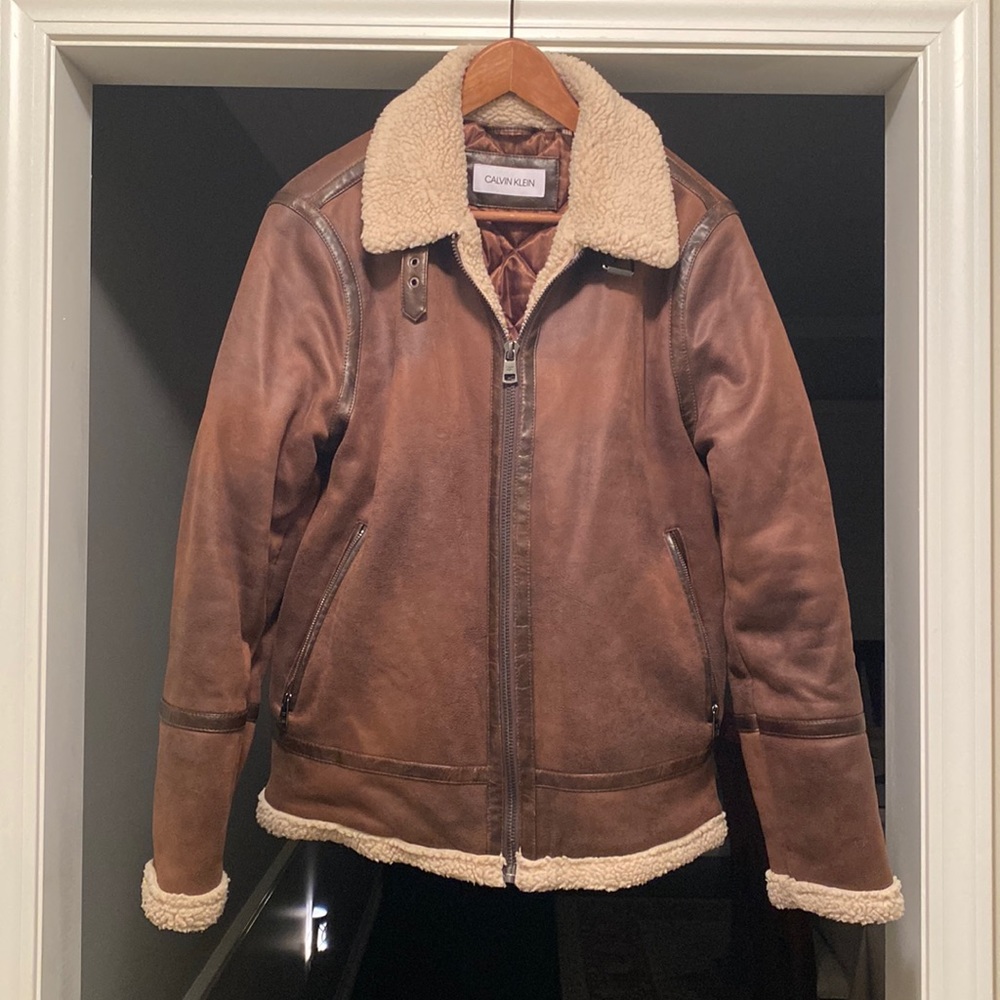 Men’s Small Calvin Klein Faux Leather Bomber Jacket